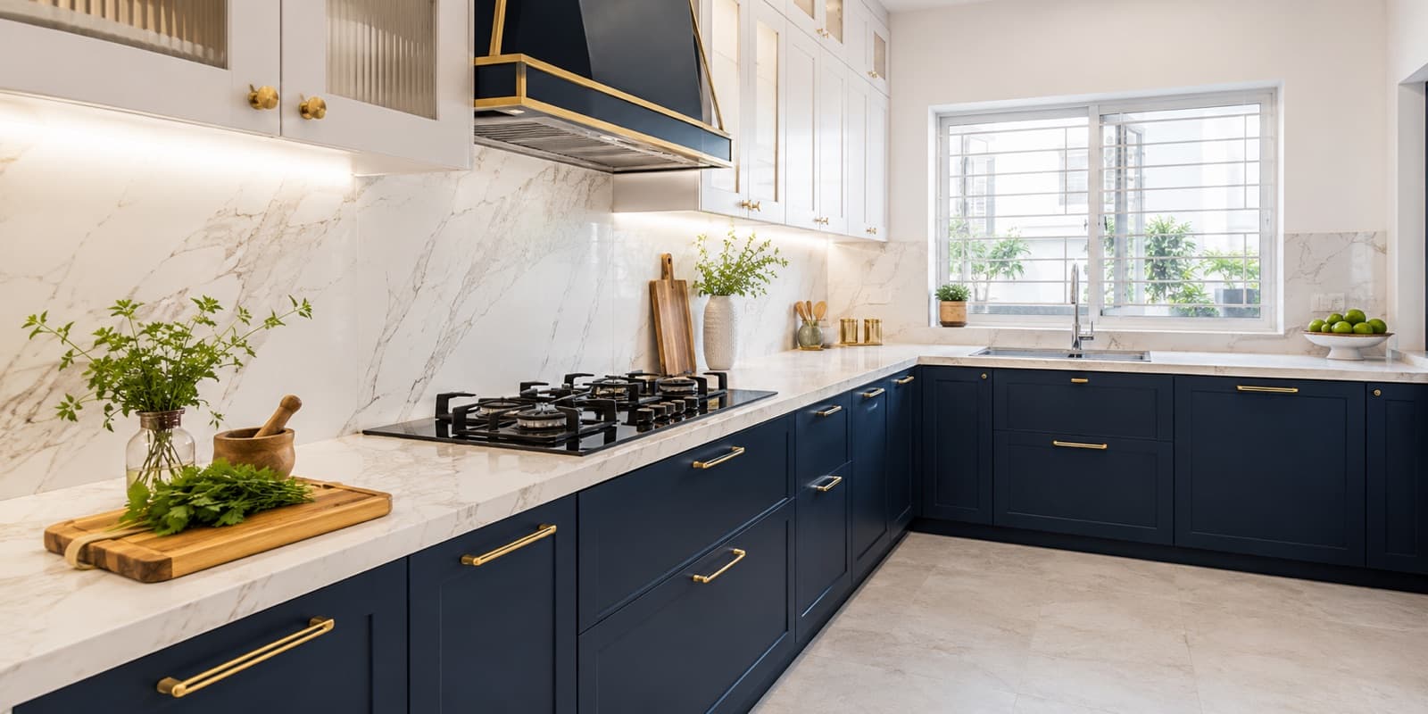 Modular kitchen island with open drawer storage Delhi NCR by IndecSpace